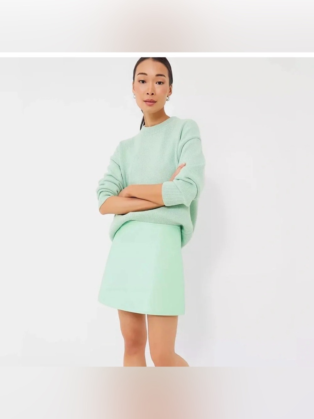 Tuckernuck Meg Mini Skirt Mint Chip Faux Vegan Leather S NWT